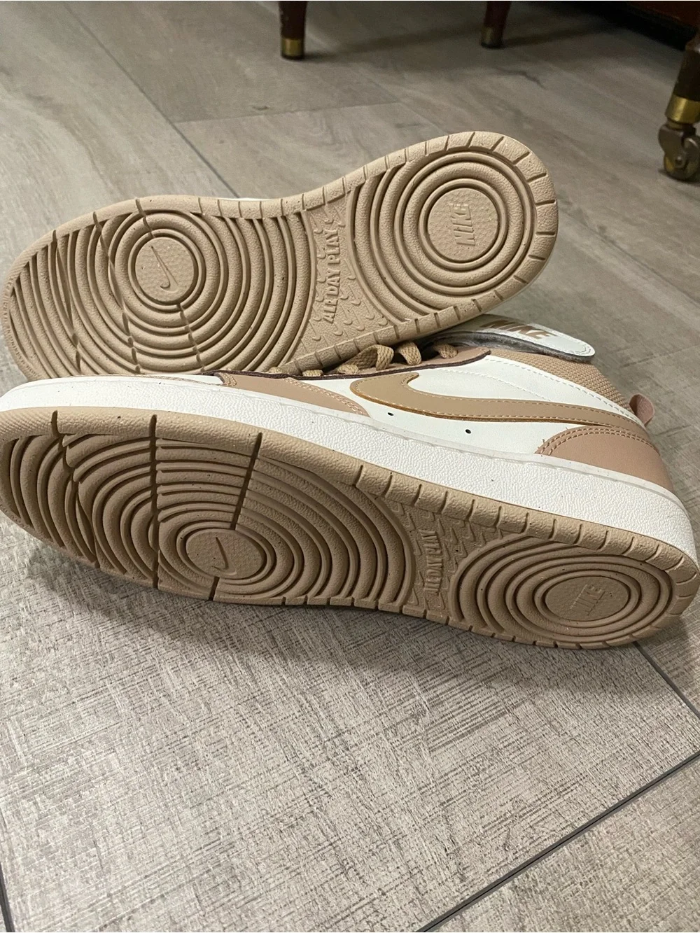 Nike Women's High-Top Sneakers in Beige and White